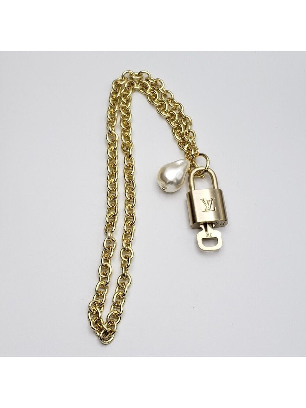 Authentic Louis Vuitton Gold Padlock w/unbranded 16k Gold Plated Stainless Steel - Picture 7 of 16